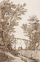 A wooden bridge over a river - Bruegel
