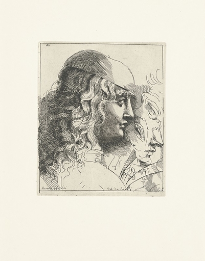 Tête de jeune homme vu de profil, la tête couverte d'une calotte et les cheveux longs - Léonard de Vinci