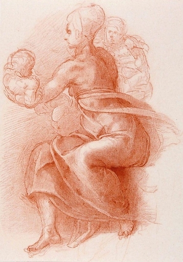Study of a seated woman holding a child - Michelangelo