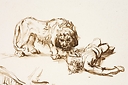 Lion s'approchant d'un cadavre - Rembrandt