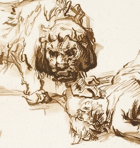 Lion approaching a corpse - Rembrandt