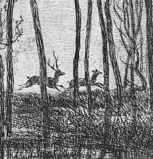 Deer under antlers - Charles-François Daubigny