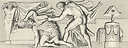 Estampe Hercule frappe de sa lyre son maître de musique Linus - Nicolas Poussin