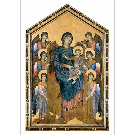La vierge et l'enfant en majesté entourés de six anges