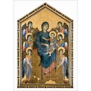 La vierge et l'enfant en majesté entourés de six anges