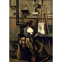 L'atelier de corot. jeune femme assise devant un chevalet