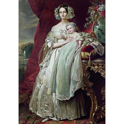 Hélène louise elisabeth de mecklembourg-schwerin, duchesse d'orléans, avec le prince l.-ph.-a. d'orléans, comte de paris (détail)