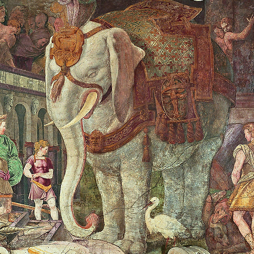 Château de fontainebleau - grands appartements : galerie françois 1er - l'éléphant royal (détail)