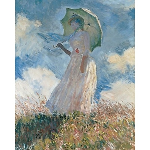 Femme à l'ombrelle tournée vers la gauche