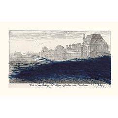 Engraving View and perspective of the palace and gardens of the Tuileries - Arnulf Rainer 1992