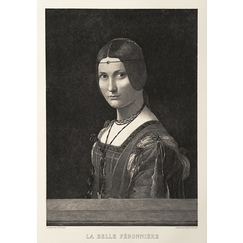 Engraving Portrait of a woman, known as La belle ferronnière - Leonardo da Vinci