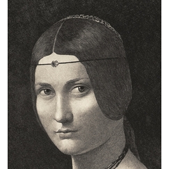 Estampe Portrait de femme, dite La belle ferronnière - Léonard de Vinci