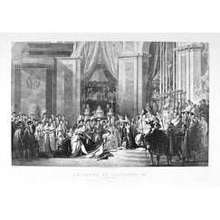 Estampe Sacre de l'empereur Napoléon Ier et couronnement de l'Impératrice Joséphine dans la cathédrale Notre-Dame de Paris - Jacques-Louis David