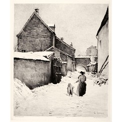 Engraving Landscape under the snow - Antonio Georges Lopisgich