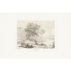 Engraving Landscape of the Italian countryside on the banks of the Arno - Claude Gellée