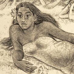 Engraving Miriama, Tahiti - Jacques Boullaire