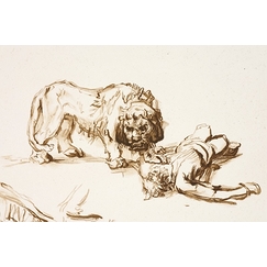 Lion s'approchant d'un cadavre - Rembrandt