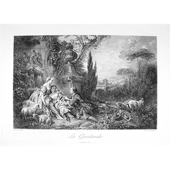 Engraving The charms of country life - François Boucher