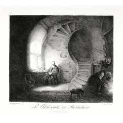 Estampe Le philosophe en méditation - Rembrandt