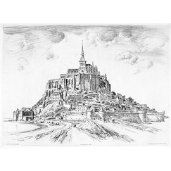 Engraving Mont Saint-Michel - Georges Gobô