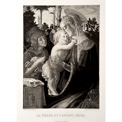 Engraving The Virgin, the child Jesus and Saint John - Botticelli