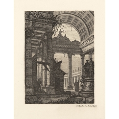 Engraving Ruins of a temple - Emile-Frédéric Nicolle