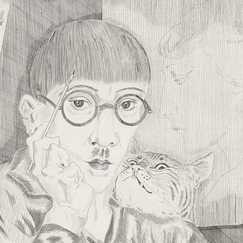 Self-portrait of the artist with a cat - Foujita