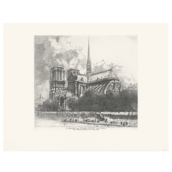 Estampe L'abside de Notre-Dame de Paris - Louis Orr
