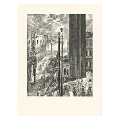 Engraving Piazetta of Venise - Albert Decaris