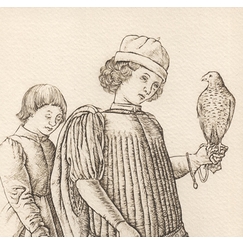 Engraving Zintilomo, card 5 - Mantegna tarot, Cécile Reims