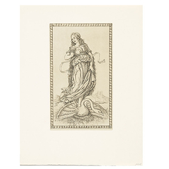 Engraving Clio, card 19 - Mantegna Tarot Card, Cécile Reims