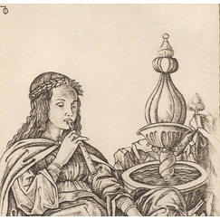Engraving Poesia, card 27 - Mantegna tarot, Cécile Reims