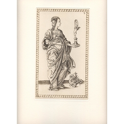 Engraving Prudencia, card 35 - Mantegna tarot, Cécile Reims