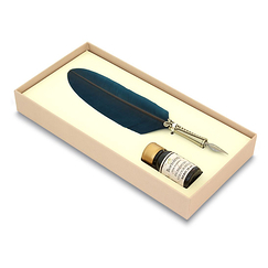 Louvre Writing Set - Feather Pen Turquoise - Bortoletti
