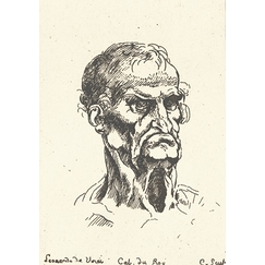 Engraving Elderly male head - Leonardo da Vinci