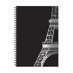 Cahier à spirale Tour Eiffel - Noir et argent