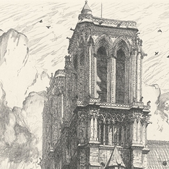 Engraving The Towers of Notre-Dame de Paris - Frank Milton Armington