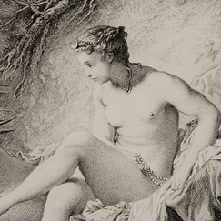 Engraving Diane getting out of the bath - François Boucher