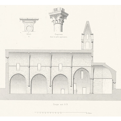 Engraving Sections and Details of Thoronet Abbey, Claude Sauvageot