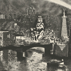 Engraving Swan Island - André Jacquemin (Exhibition 1937)