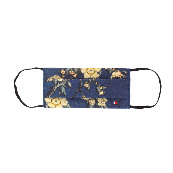 Masque réutilisable en tissu Hokusai - Bouvreuil et cerisier