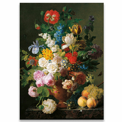 Jan Frans van Dael - Vase of Flowers, Grapes and Peaches Poster