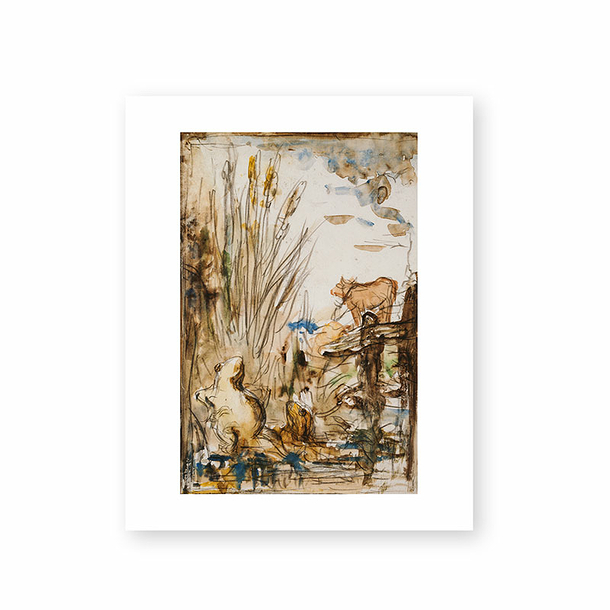 Ready-to-frame Print Moreau - The Frog and the Ox