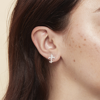 Earrings Fleur de lys with strass - Pierced ears