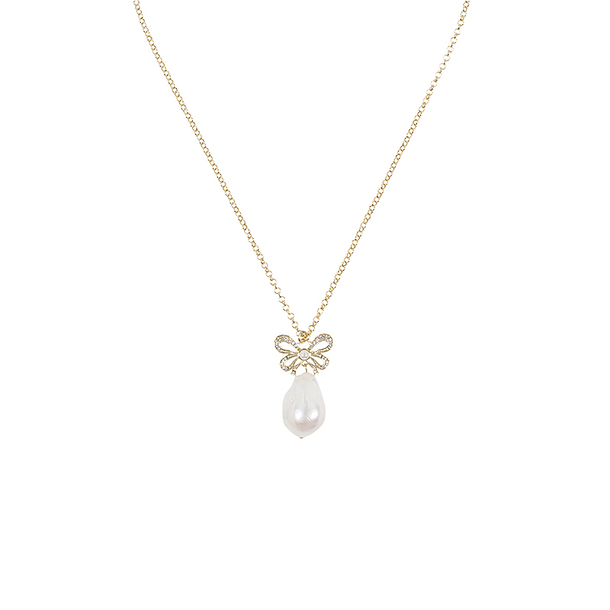 Knot Necklace "à l'égaré" and baroque pearl
