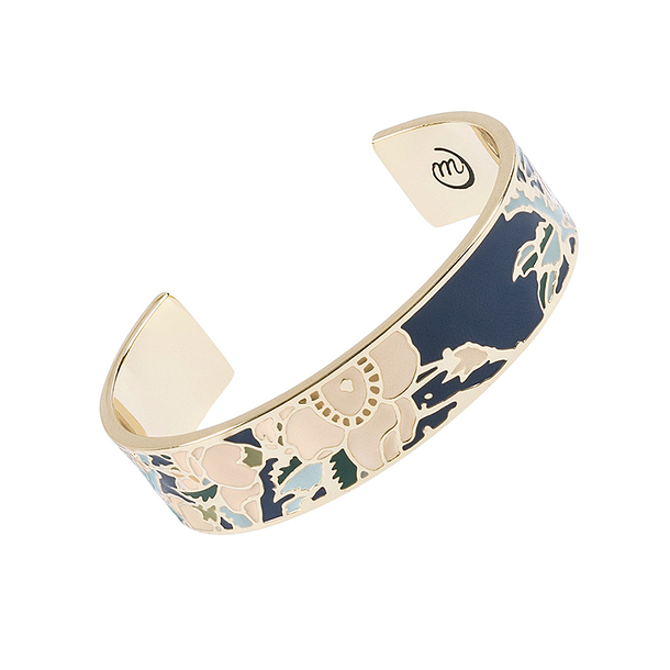 Bracelet jonc Hokusai - Cerisier et bouvreuil