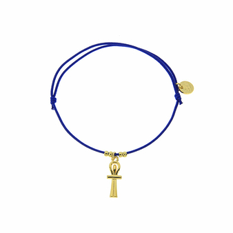 Bracelet élastique avec charm Égyptien - Croix de Vie - Bleu