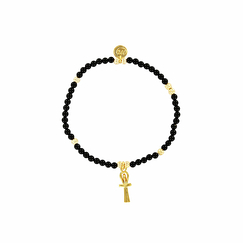 Bracelet avec charm Égyptien - Croix de Vie - Onyx