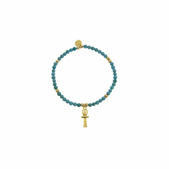 Bracelet avec charm Égyptien - Croix de Vie - Turquoise