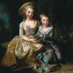 Carte postale carrée "Marie-Thérèse Charlotte de France (1778-1851), dite "Madame Royale", et son frère le Dauphin Louis Joseph Xavier François (1781-1789) - Détail"